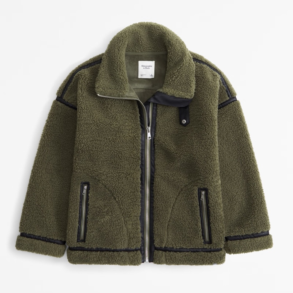 Abercrombie & Fitch Olive Sherpa Jacket